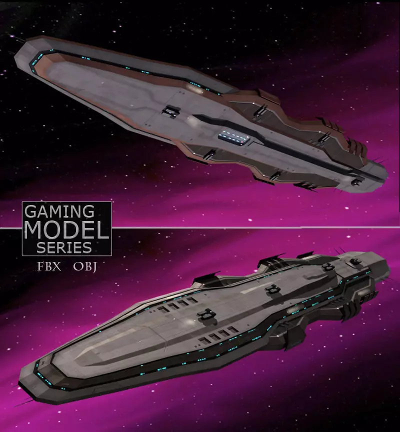 Battle Cruiser LP Low-poly 3D model_0