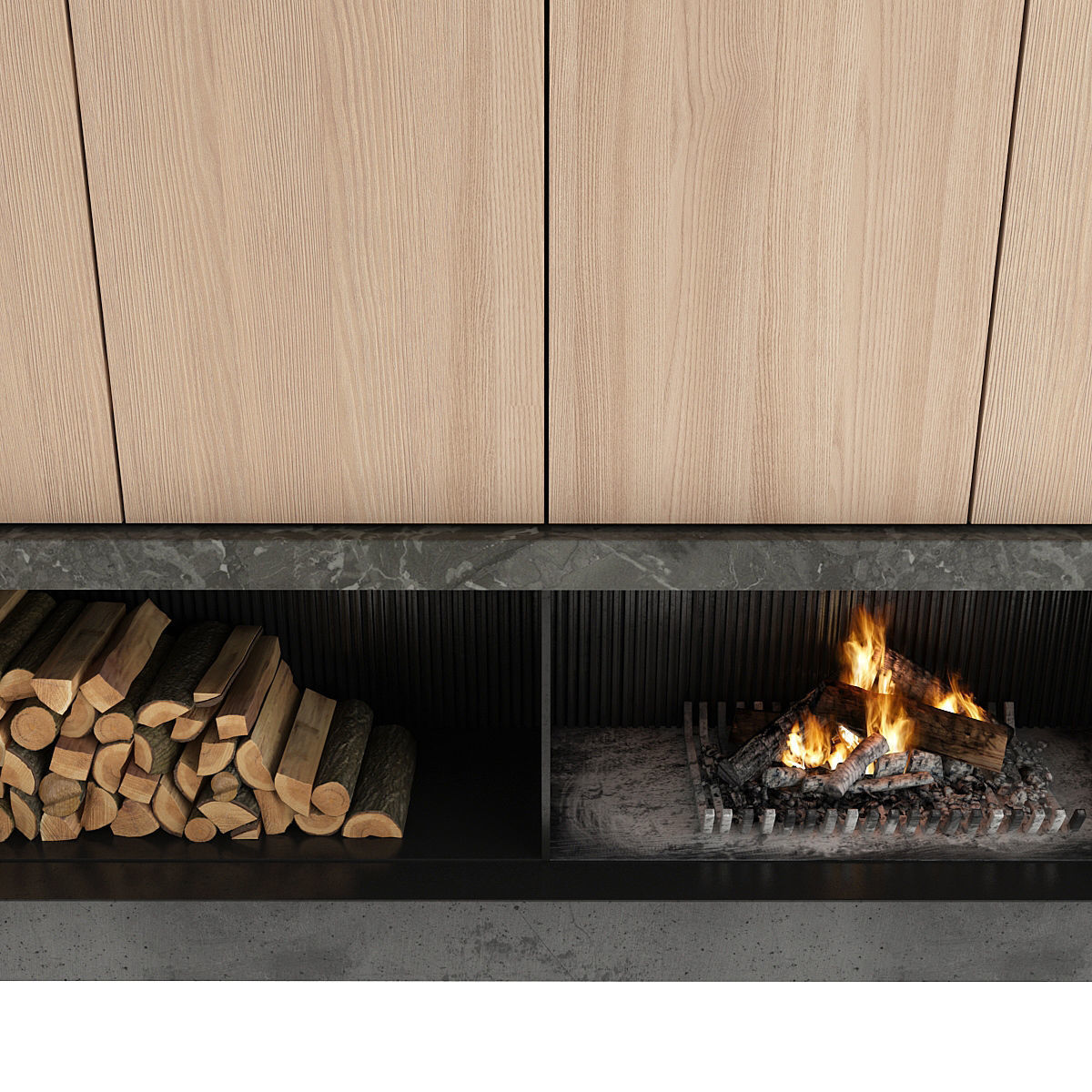 Fireplace with logs 3D model_17