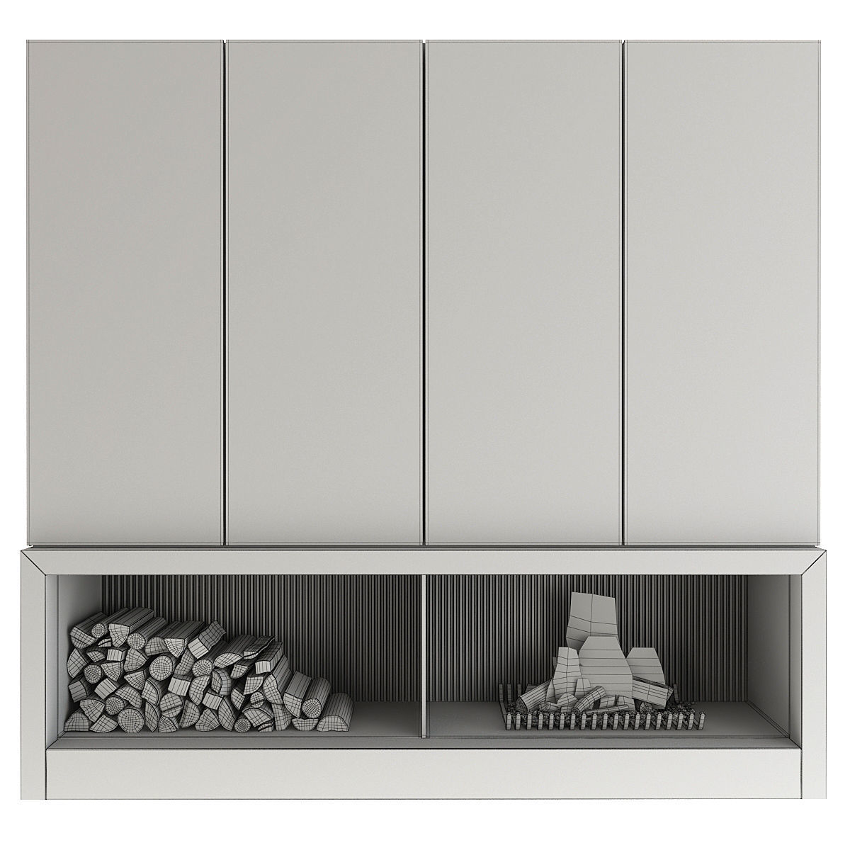 Fireplace with logs 3D model_1