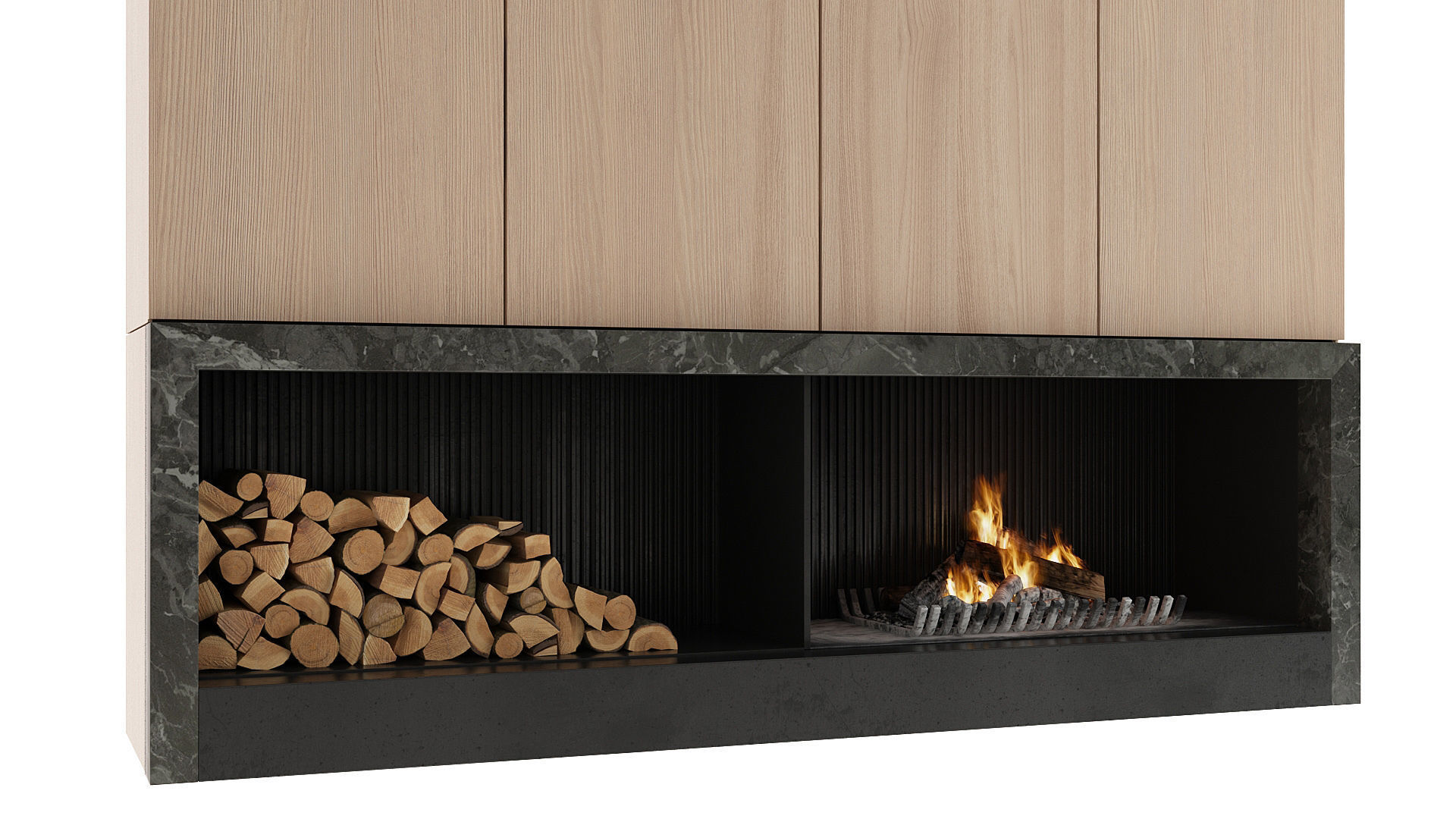 Fireplace with logs 3D model_2