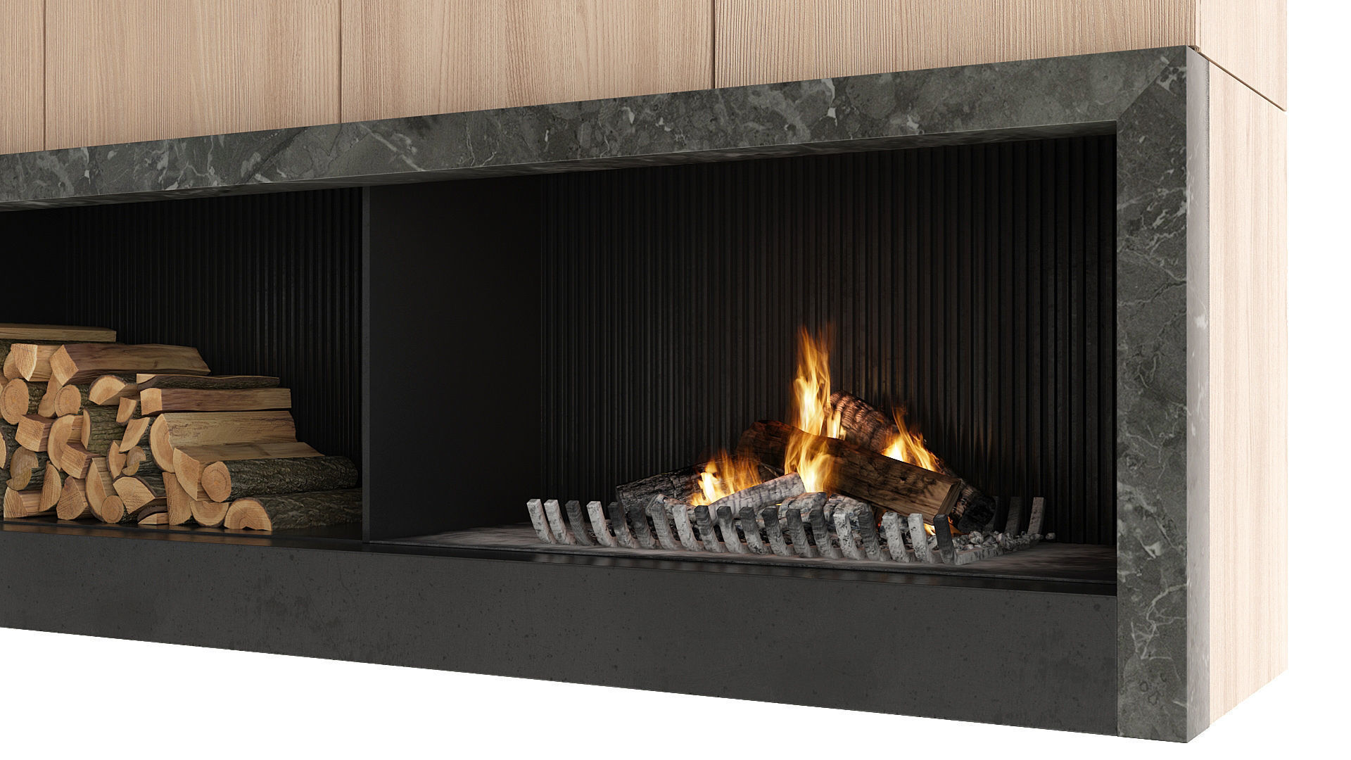 Fireplace with logs 3D model_7