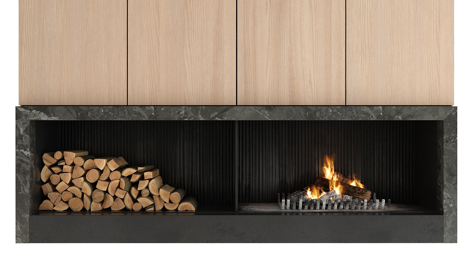 Fireplace with logs 3D model_4