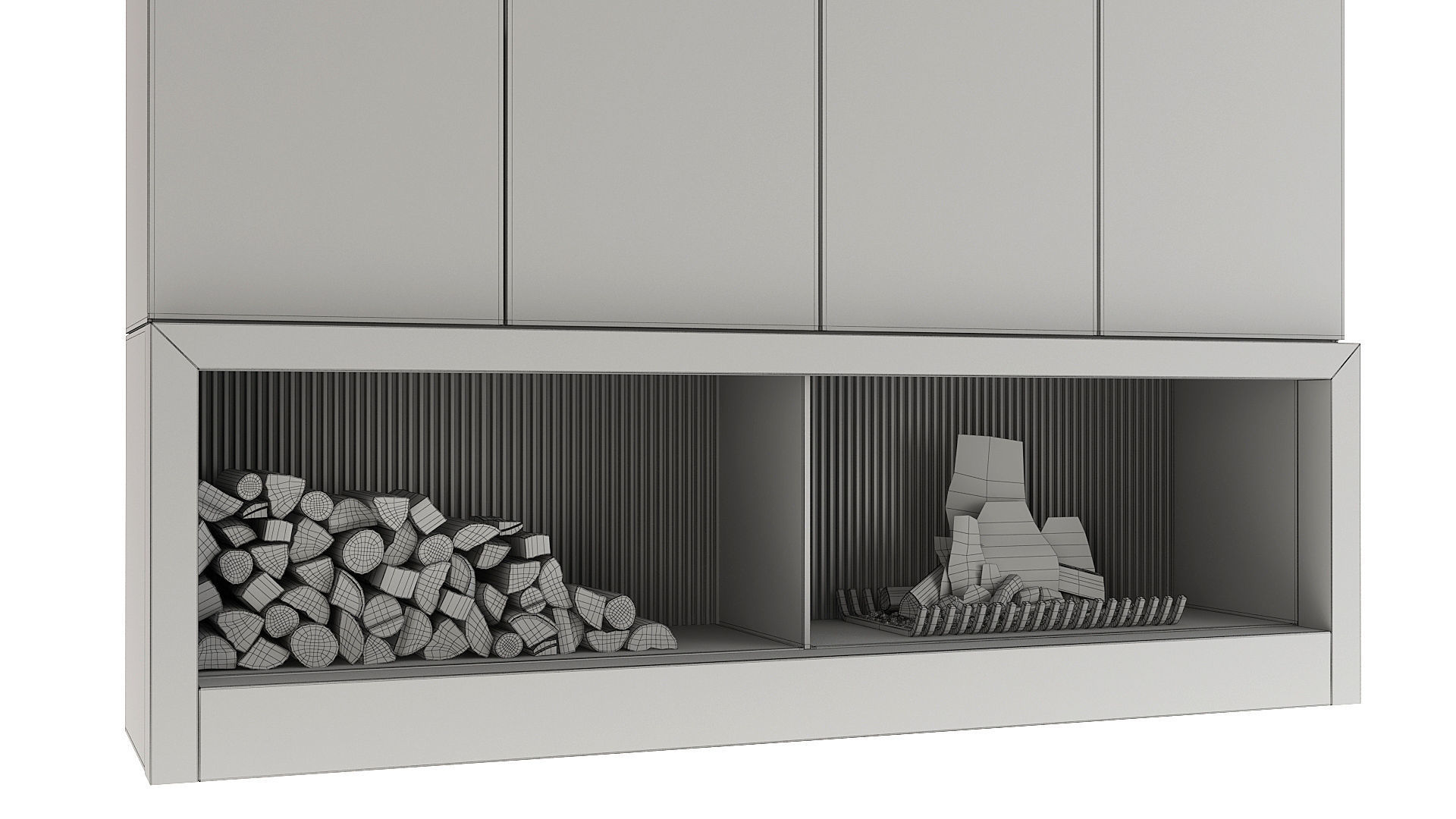 Fireplace with logs 3D model_3