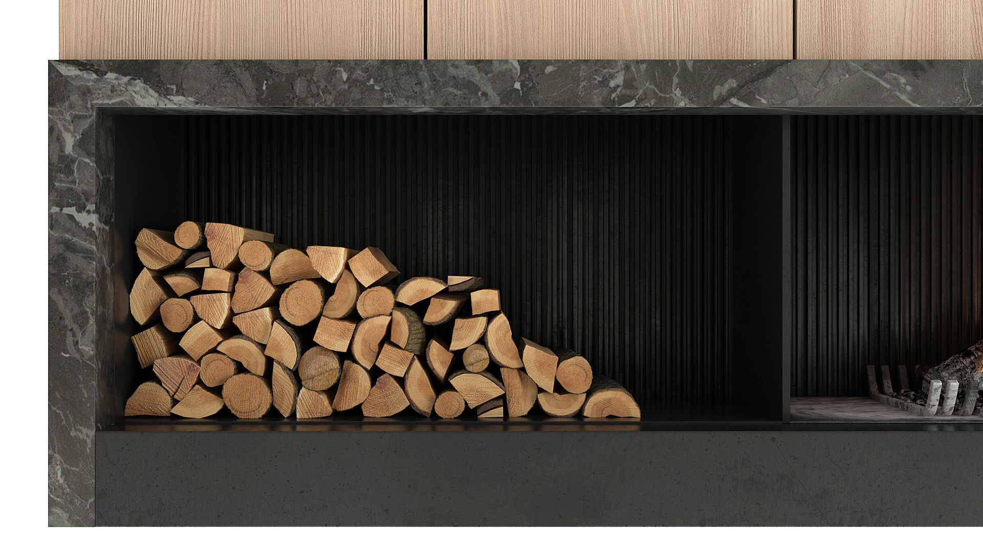 Fireplace with logs 3D model_8