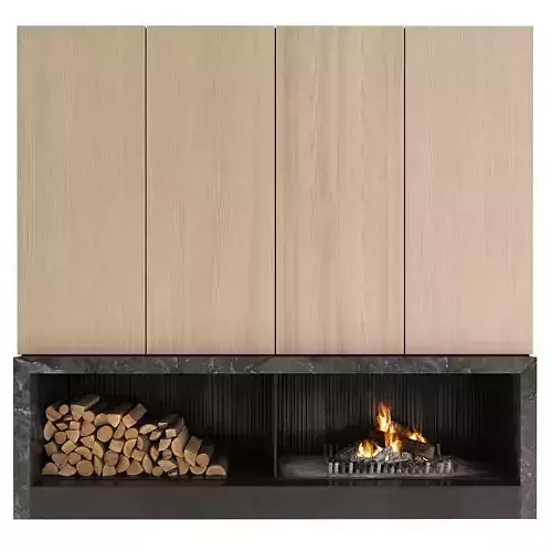 Fireplace with logs