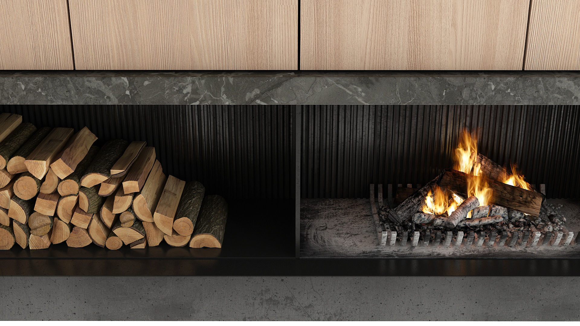 Fireplace with logs 3D model_6