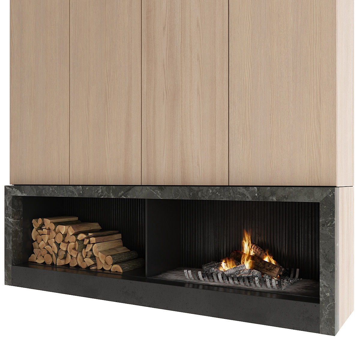 Fireplace with logs 3D model_12