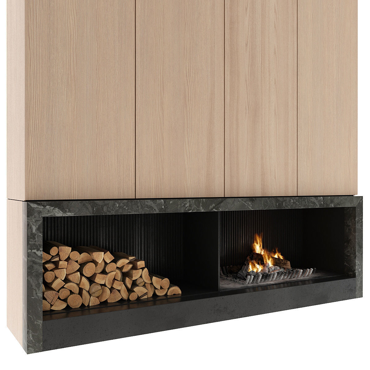 Fireplace with logs 3D model_14