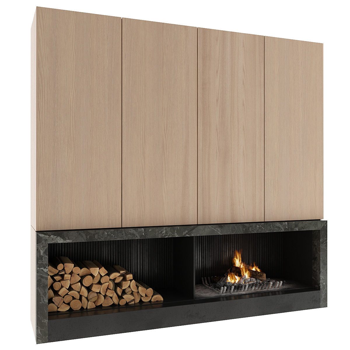 Fireplace with logs 3D model_9