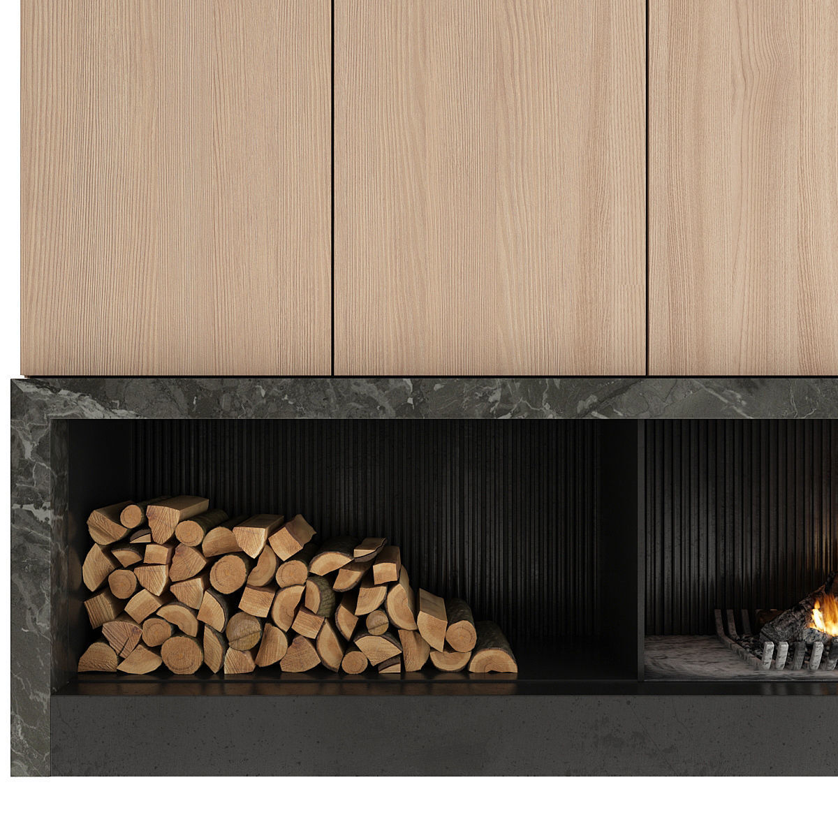 Fireplace with logs 3D model_15