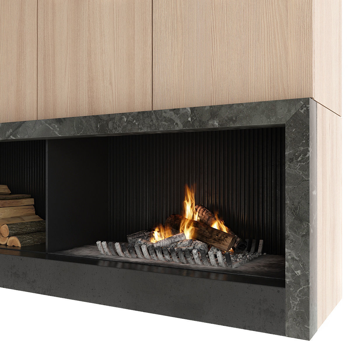 Fireplace with logs 3D model_11