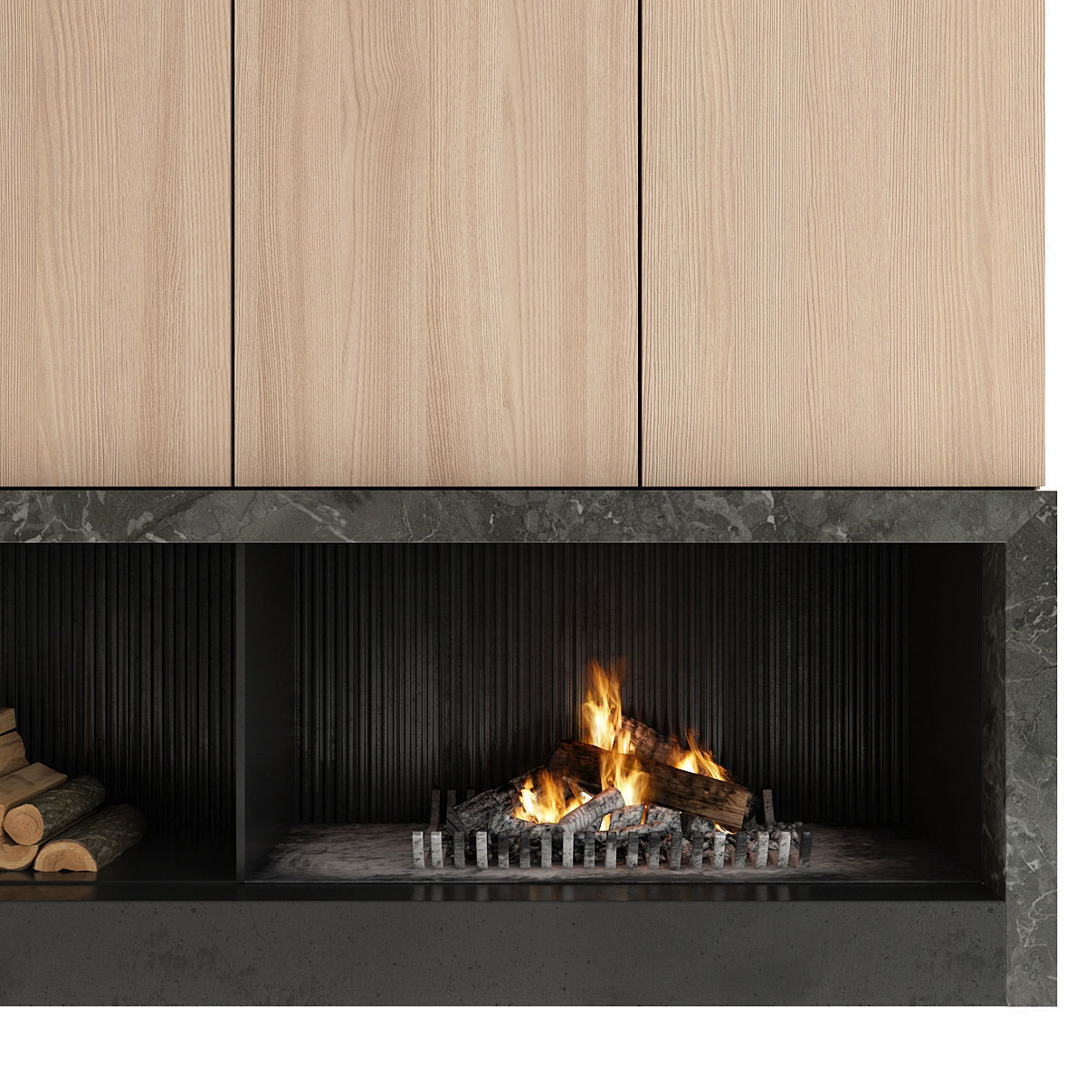 Fireplace with logs 3D model_16
