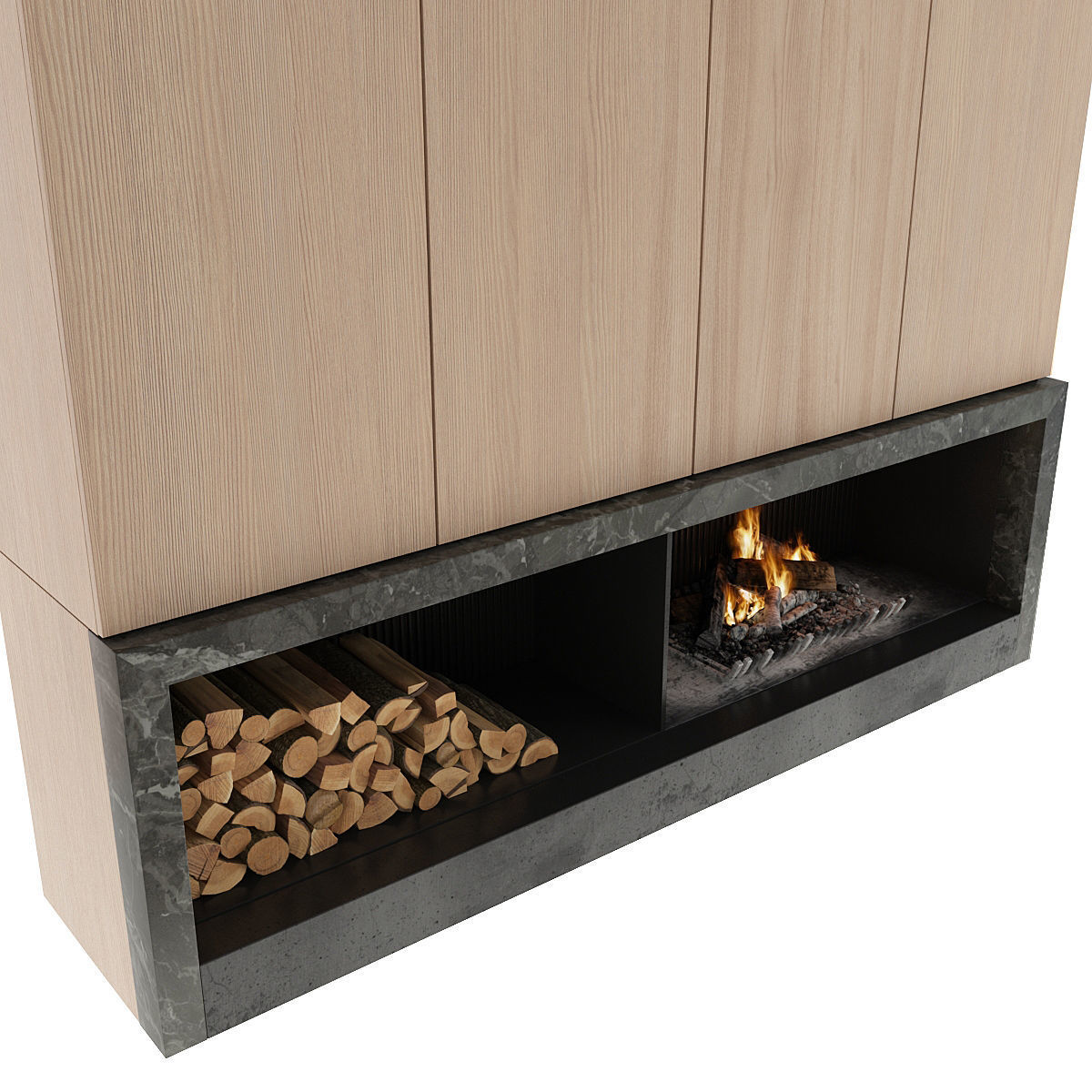 Fireplace with logs 3D model_13