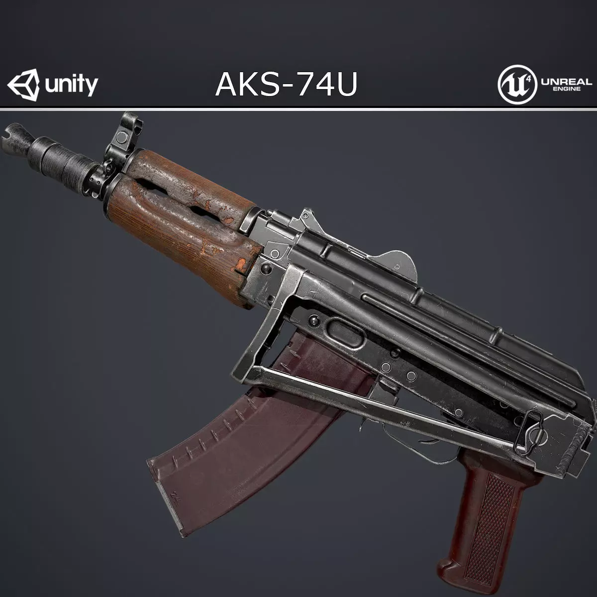 AKS-74U Low-poly 3D model_0
