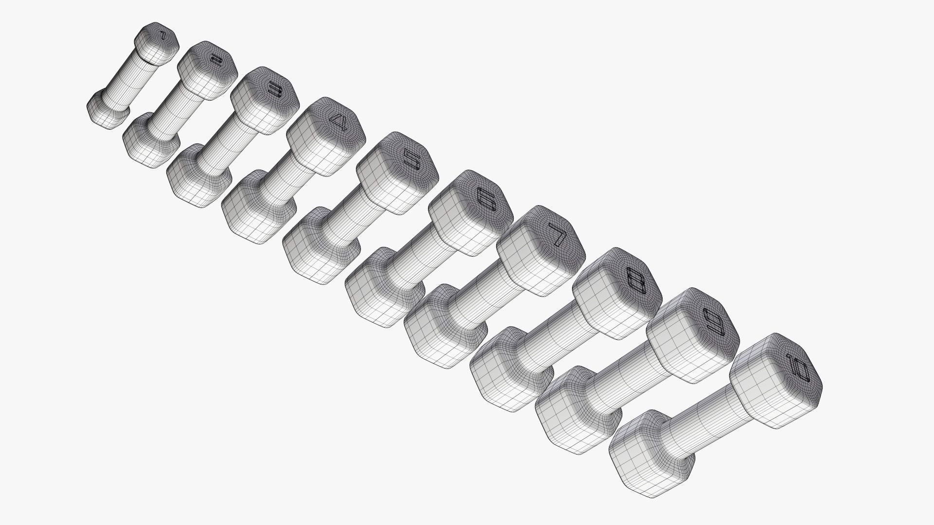 Dumbbells hexagonal 3D model_12