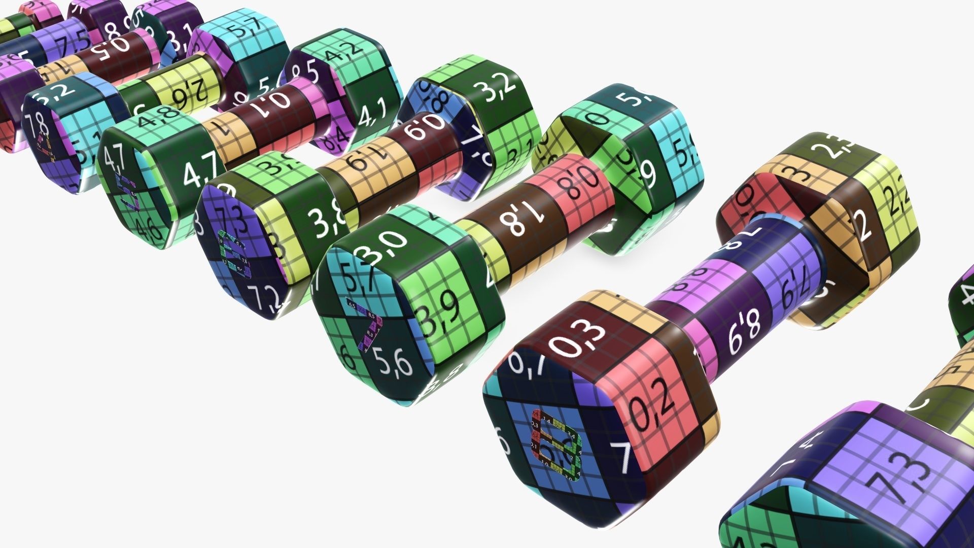 Dumbbells hexagonal 3D model_15