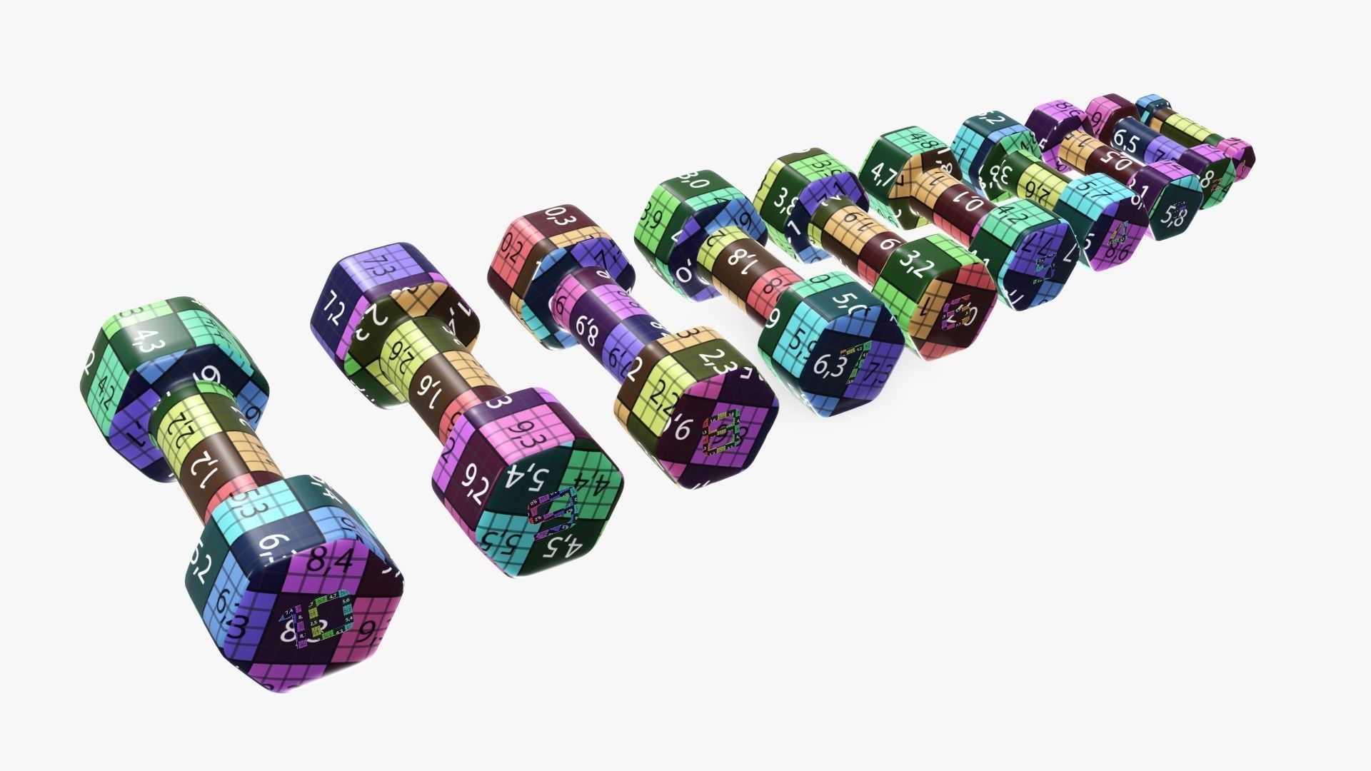 Dumbbells hexagonal 3D model_14