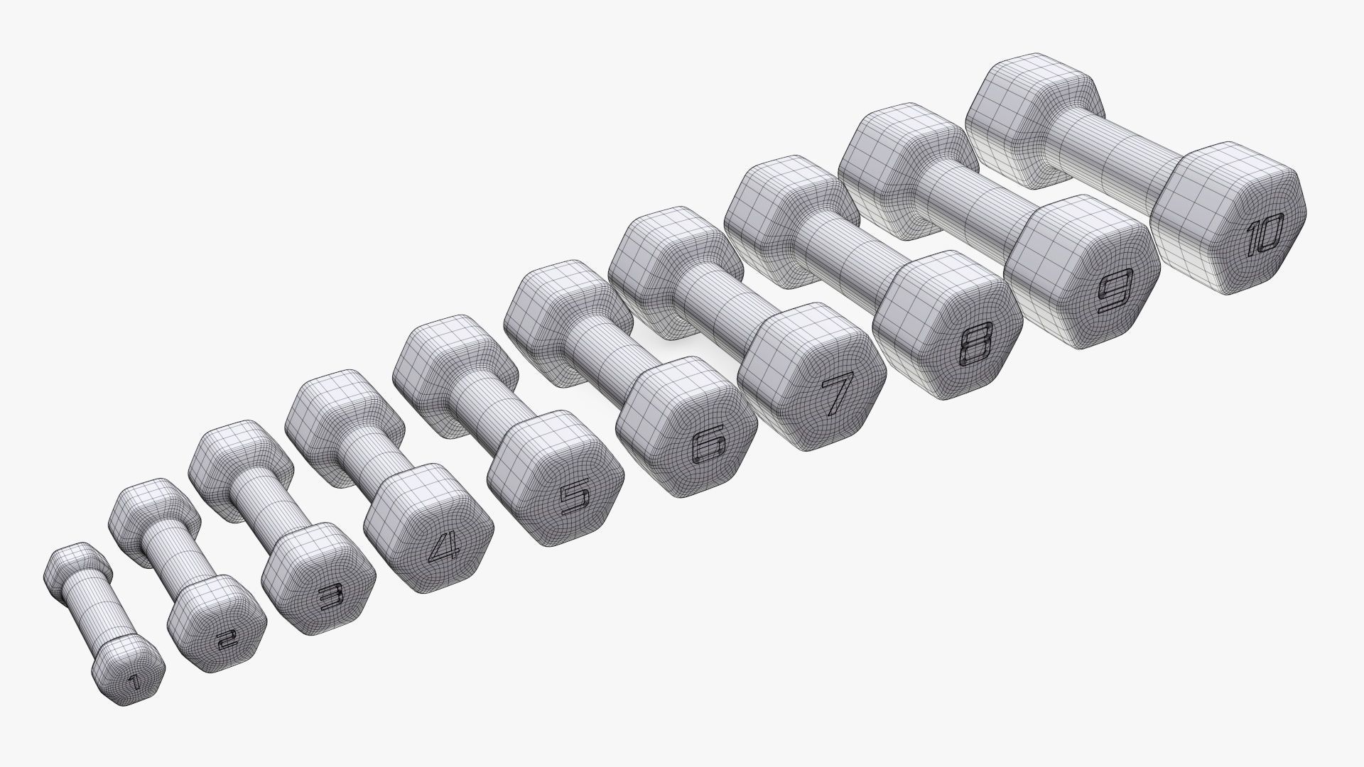 Dumbbells hexagonal 3D model_7