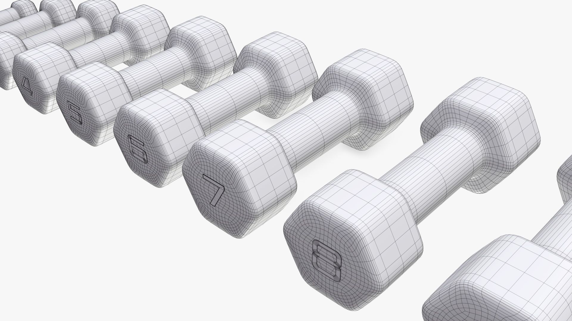 Dumbbells hexagonal 3D model_9