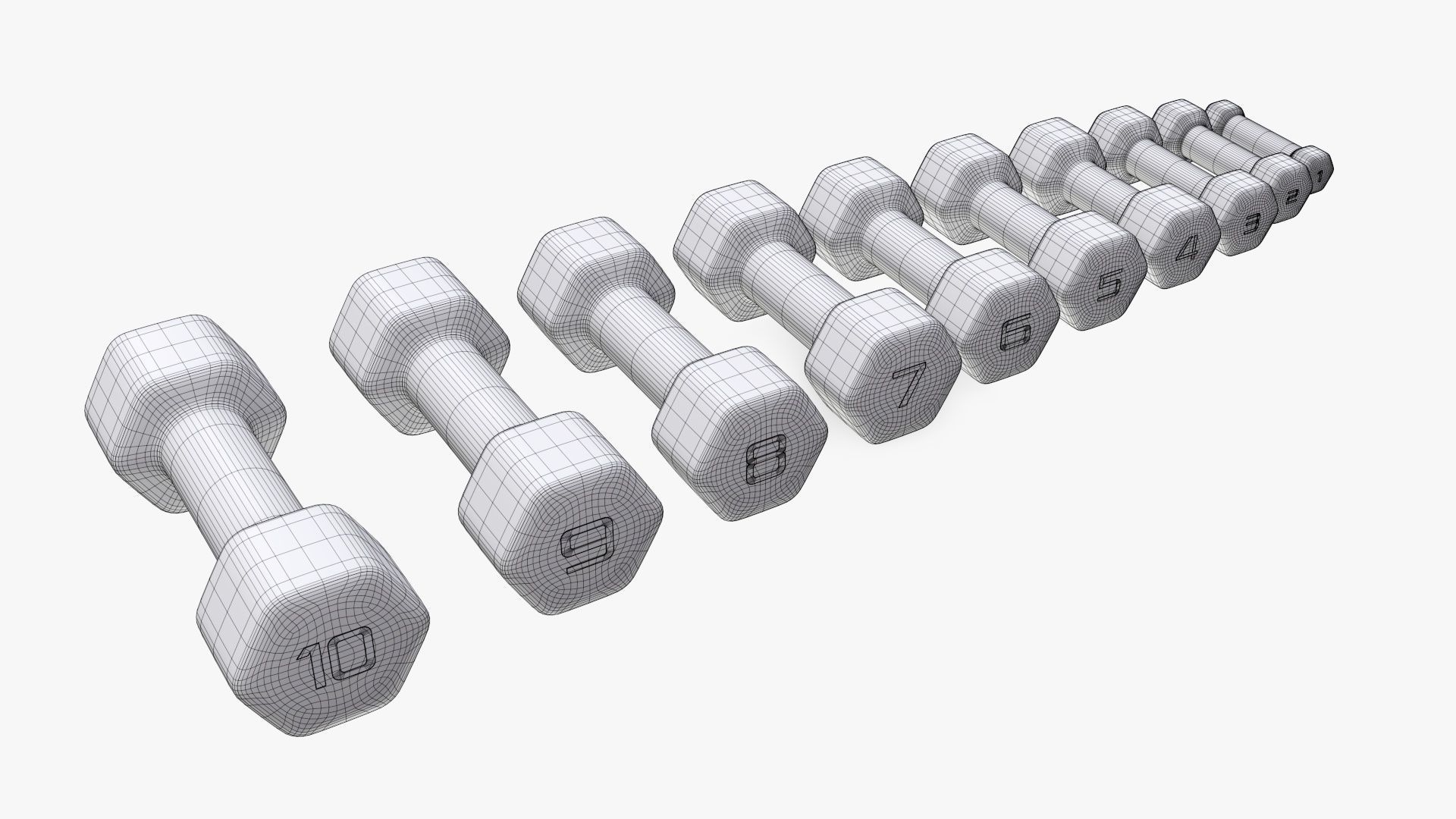 Dumbbells hexagonal 3D model_8