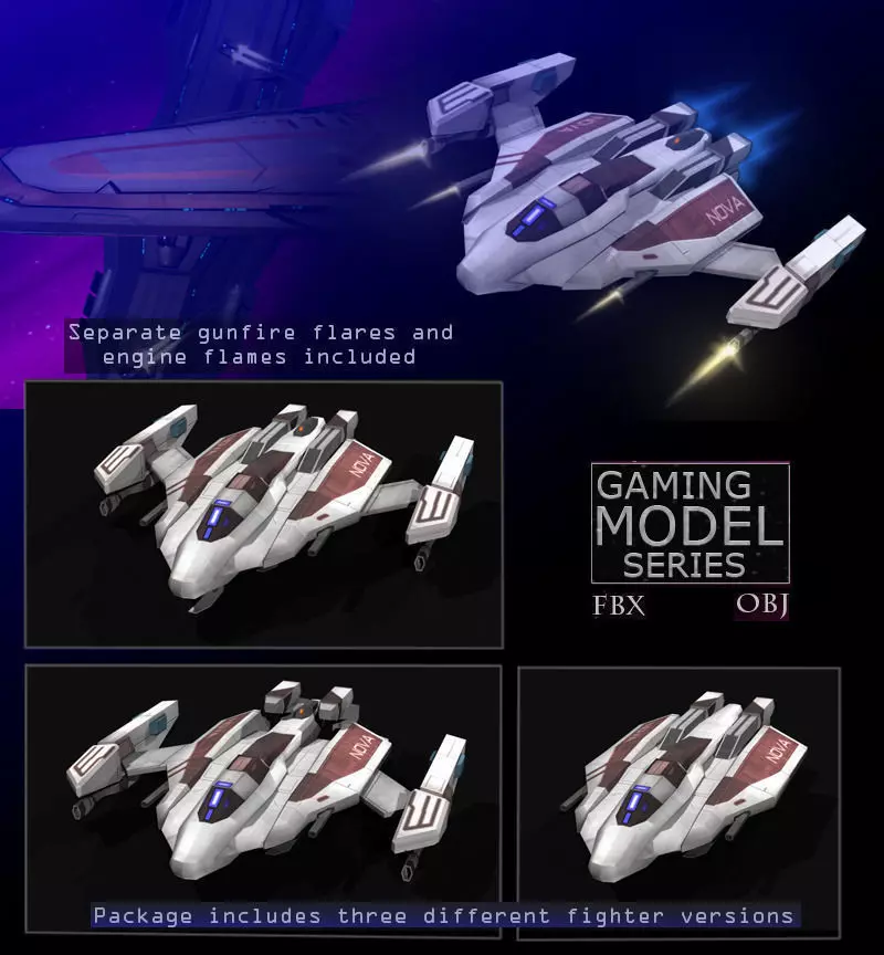 Fighter LP Low-poly 3D model_0