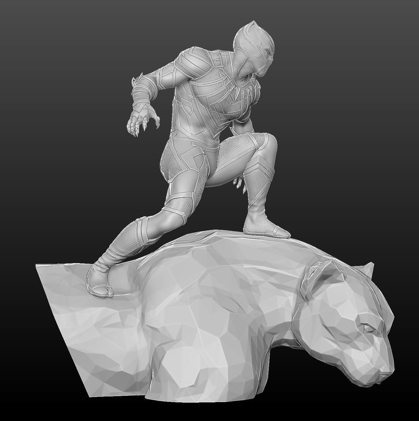 Black Panther Statue 3D Print Ready 3D print model_9