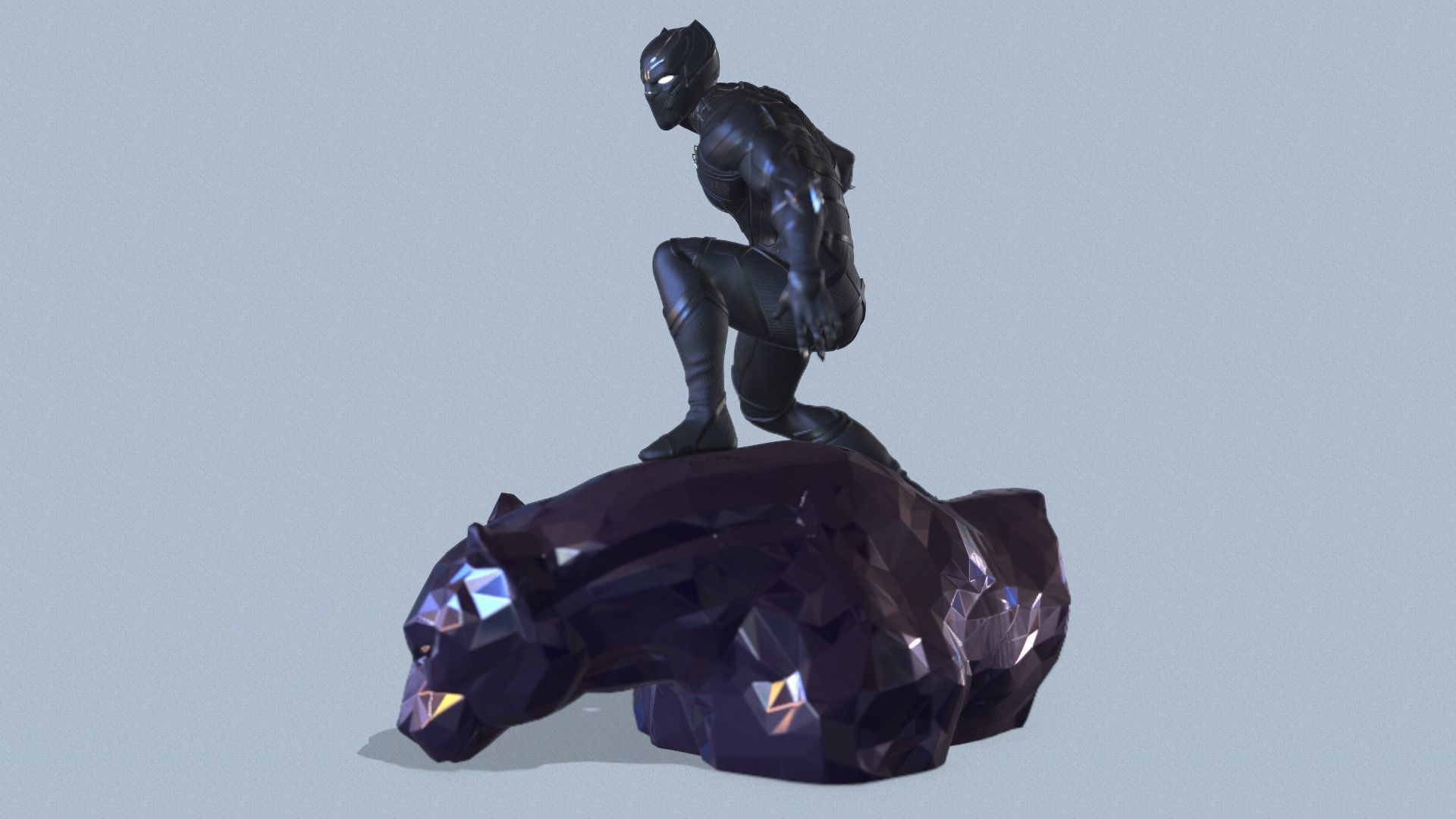 Black Panther Statue 3D Print Ready 3D print model_3