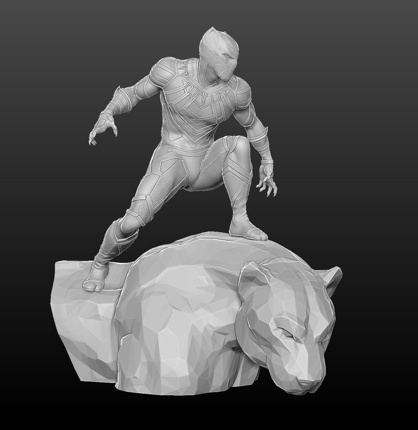 Black Panther Statue 3D Print Ready 3D print model_6