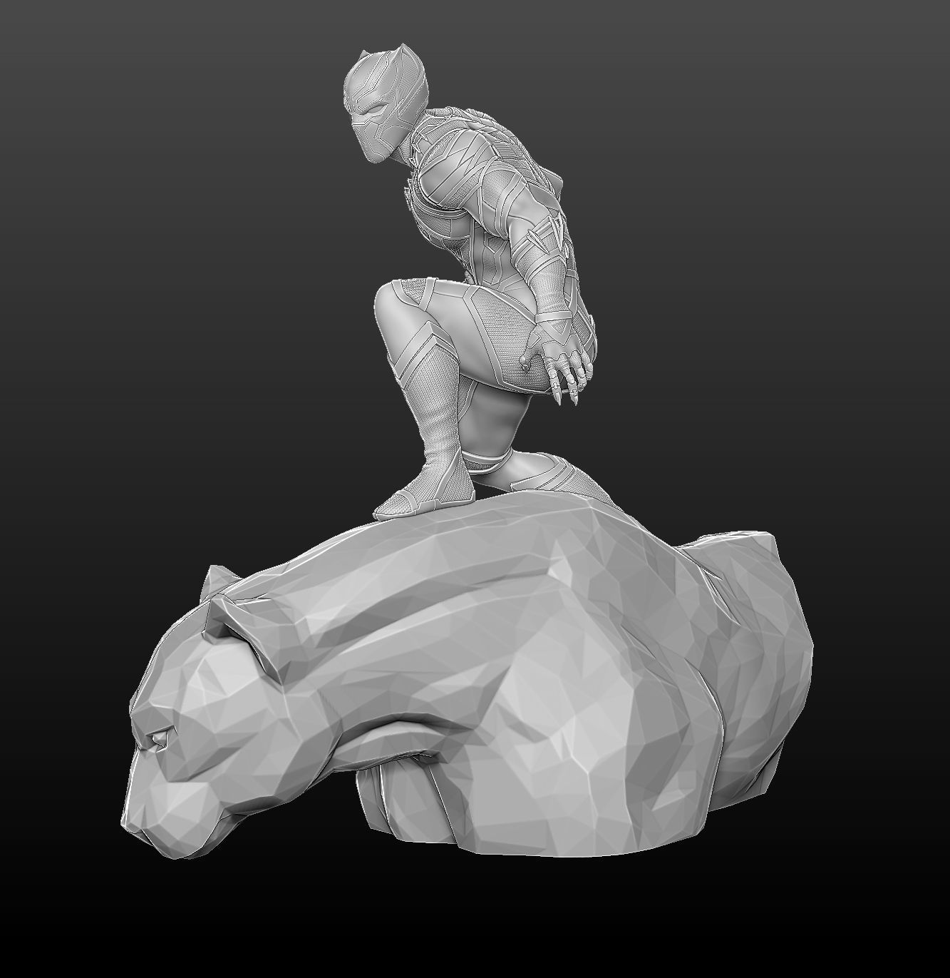 Black Panther Statue 3D Print Ready 3D print model_7
