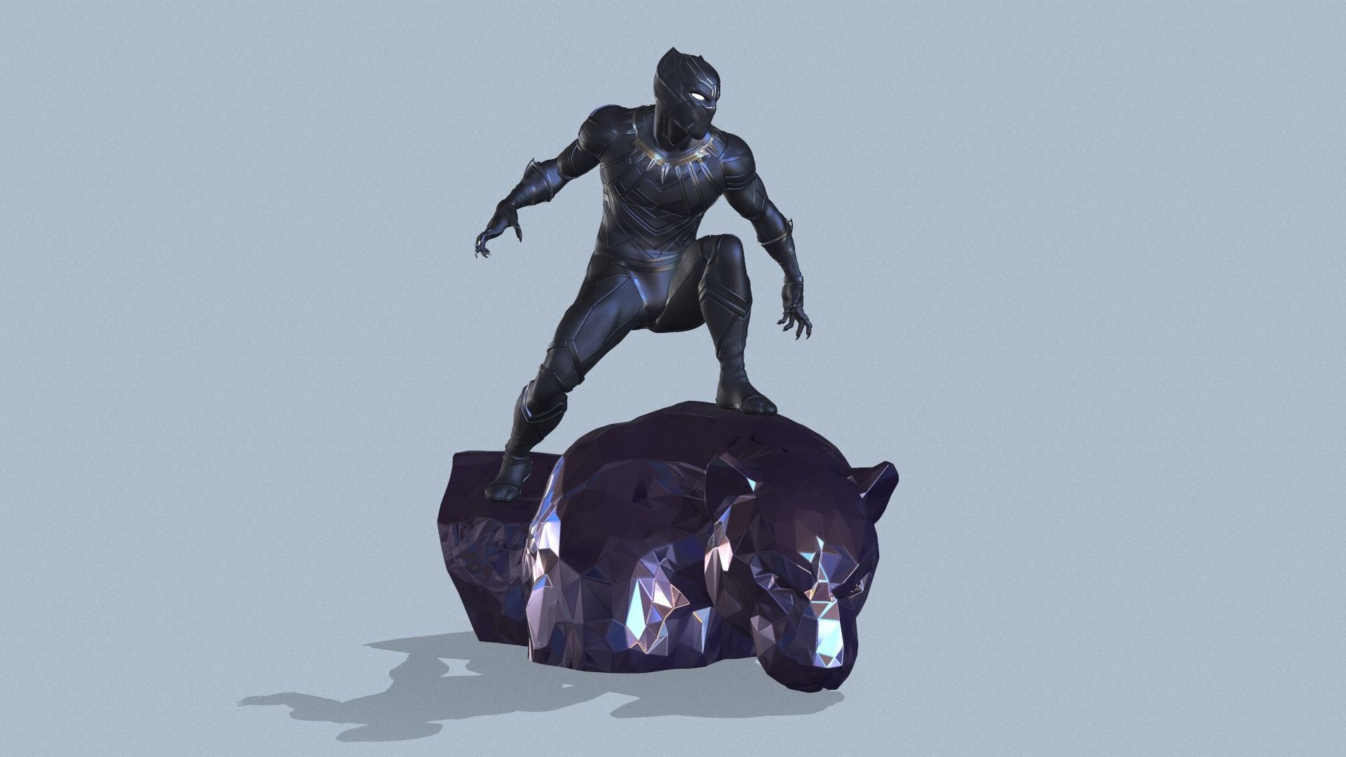 Black Panther Statue 3D Print Ready 3D print model_2