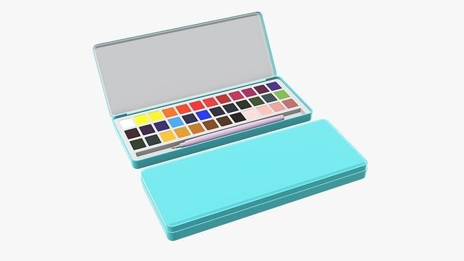 Paint set watercolor 3D model