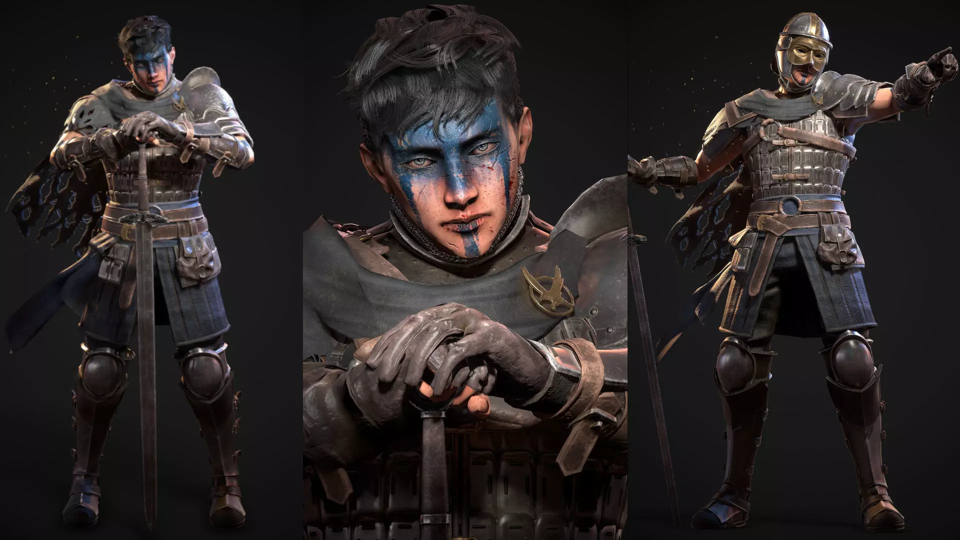 Hero Mercenary Warrior Character Low-poly 3D model_0