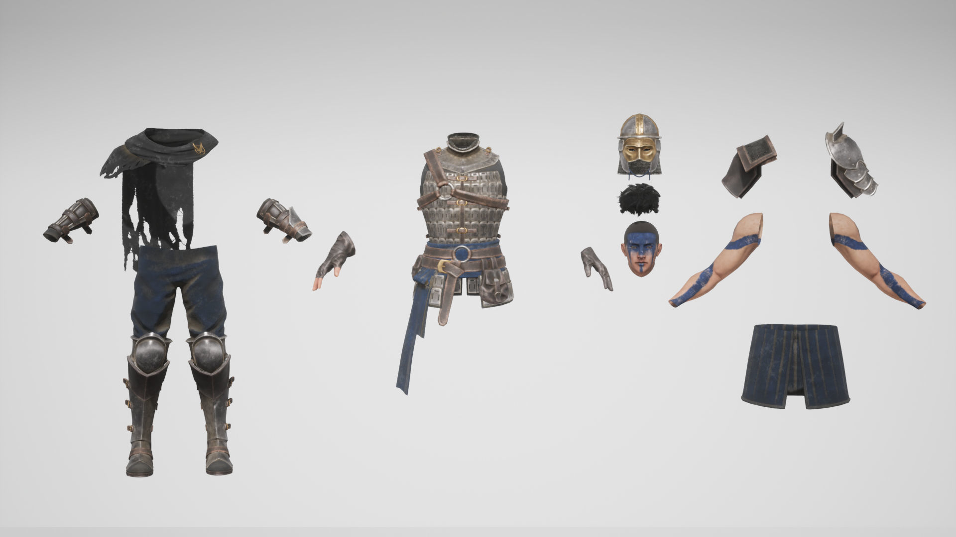 Hero Mercenary Warrior Character Low-poly 3D model_7