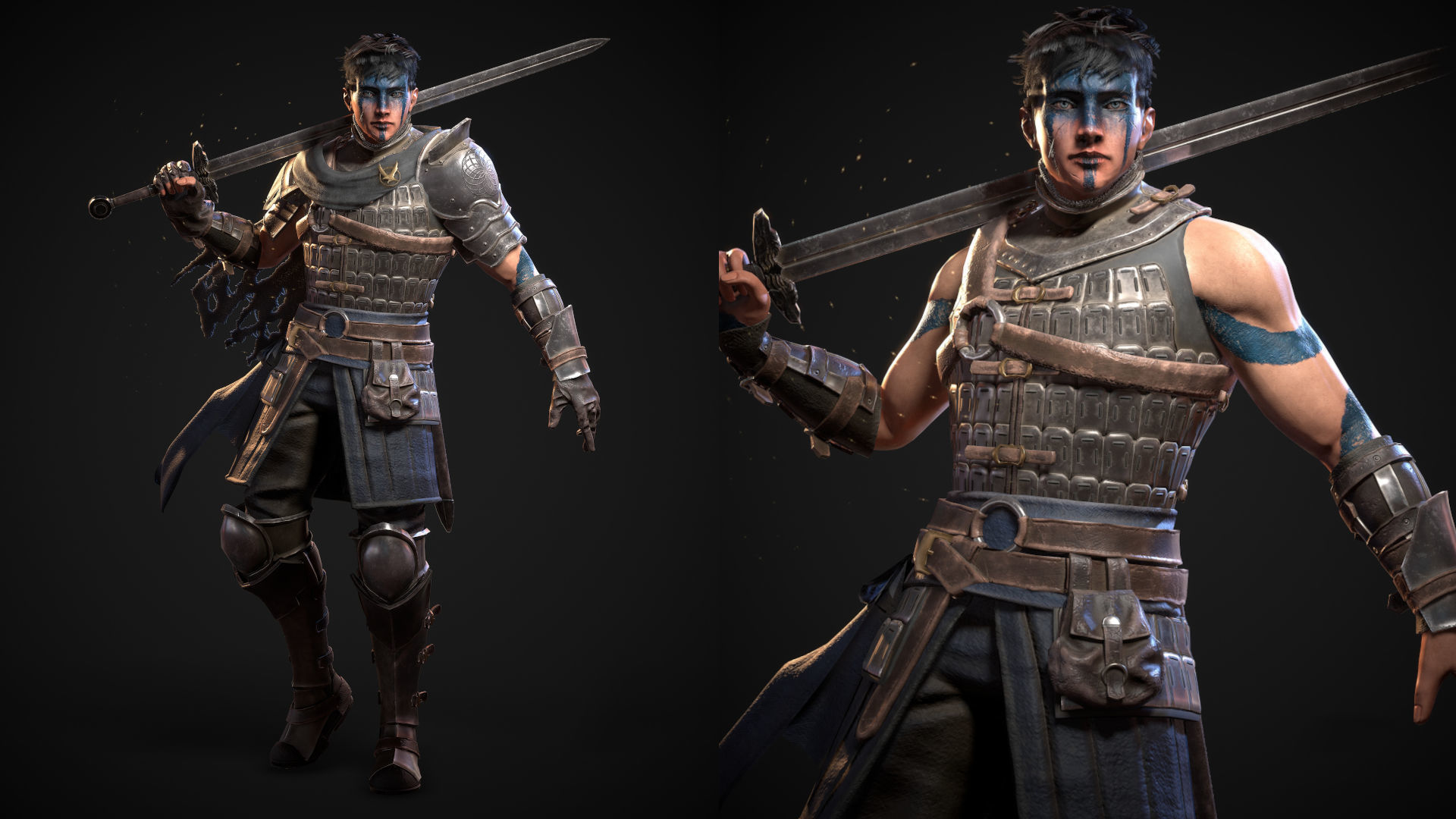 Hero Mercenary Warrior Character Low-poly 3D model_3