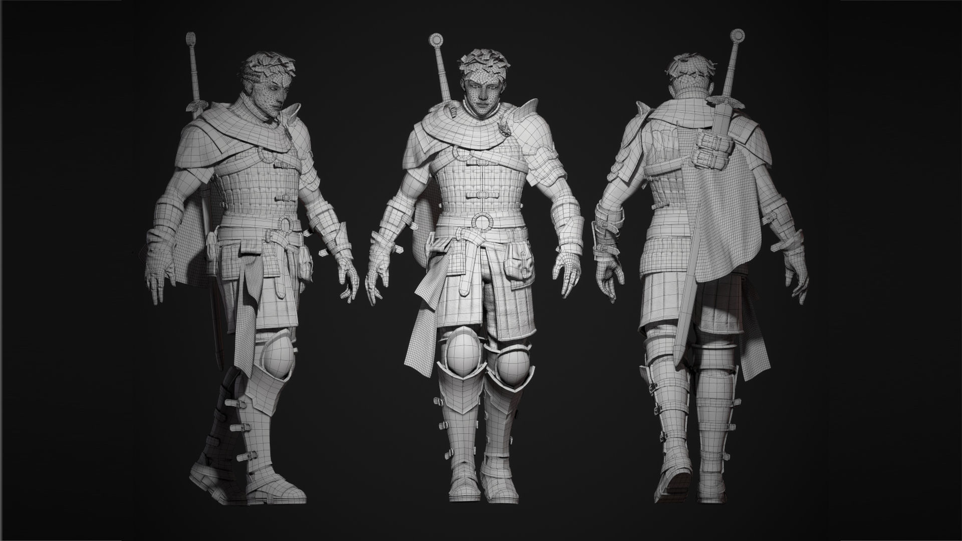 Hero Mercenary Warrior Character Low-poly 3D model_5