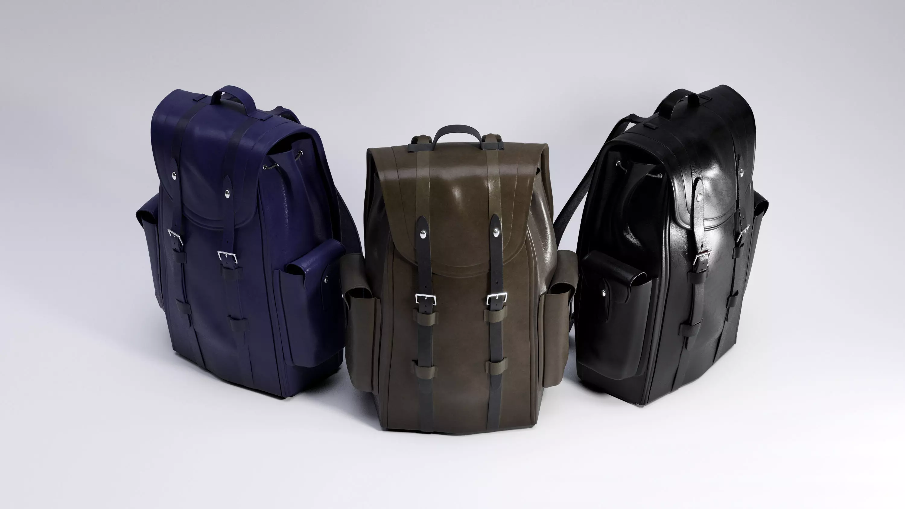 Ladies leather backpack - three different colors 3D model | CGTrader