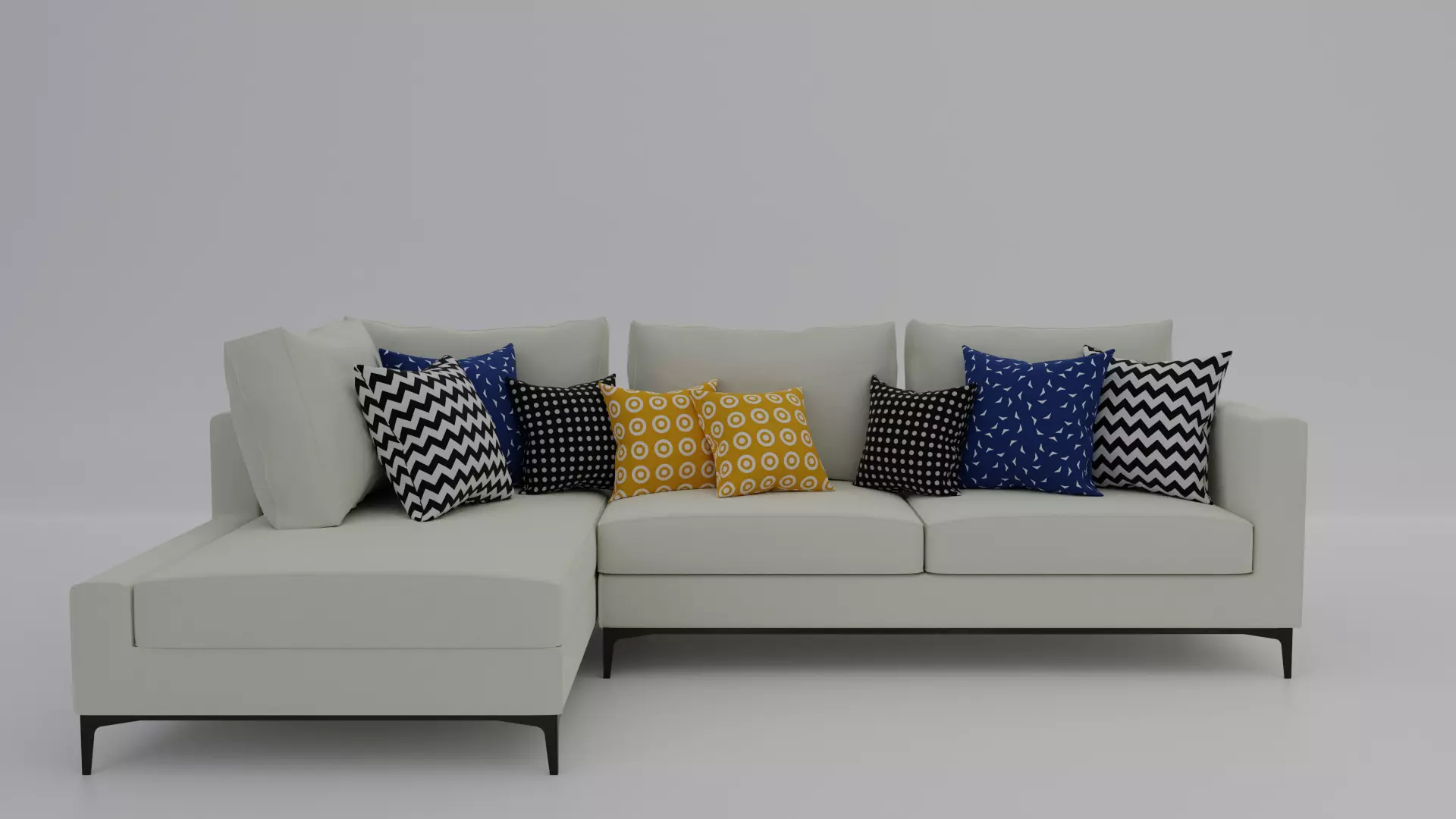 L Shape White 3D model_0