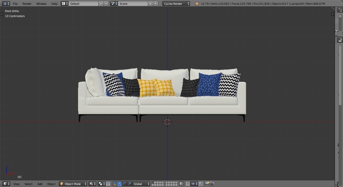 L Shape White 3D model_2
