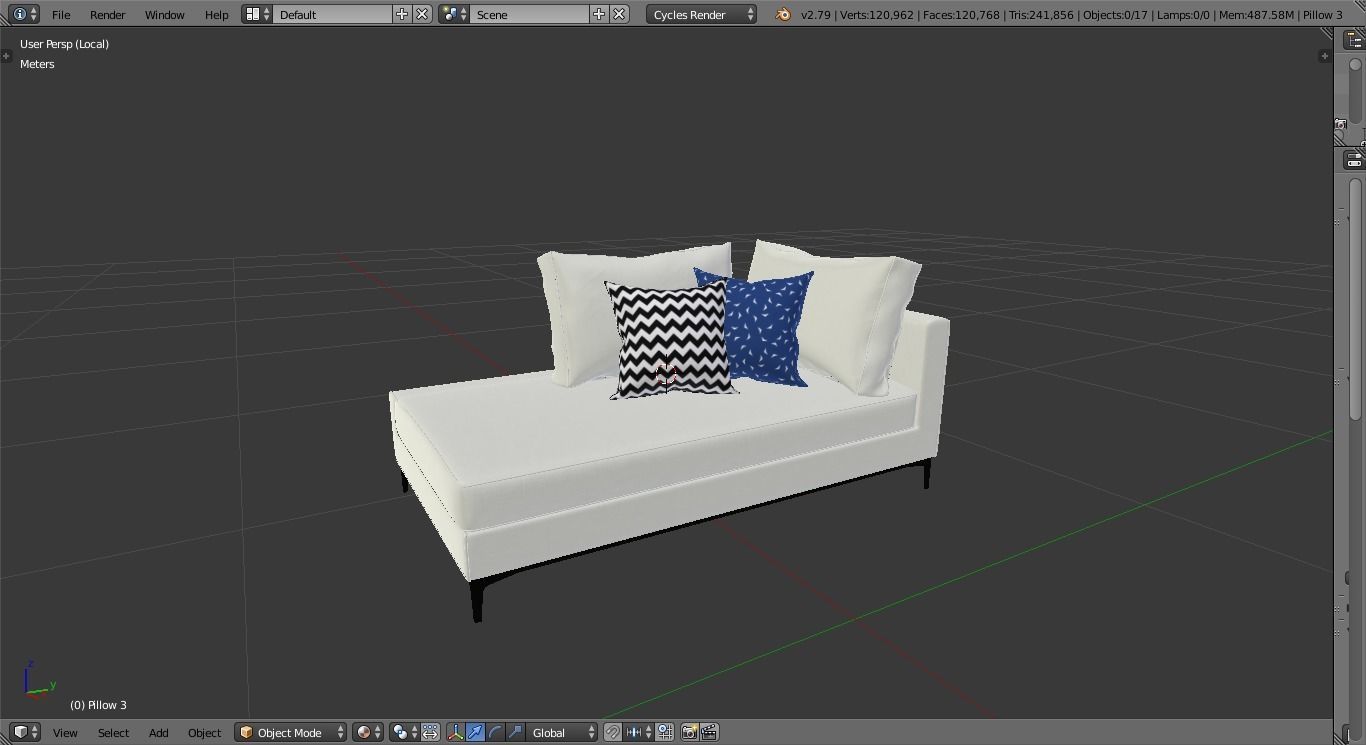 L Shape White 3D model_3