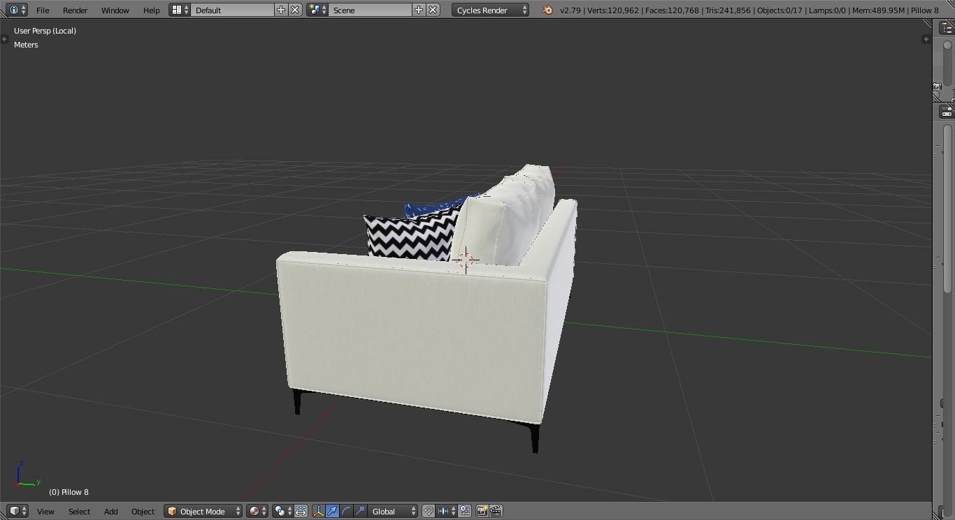 L Shape White 3D model_6