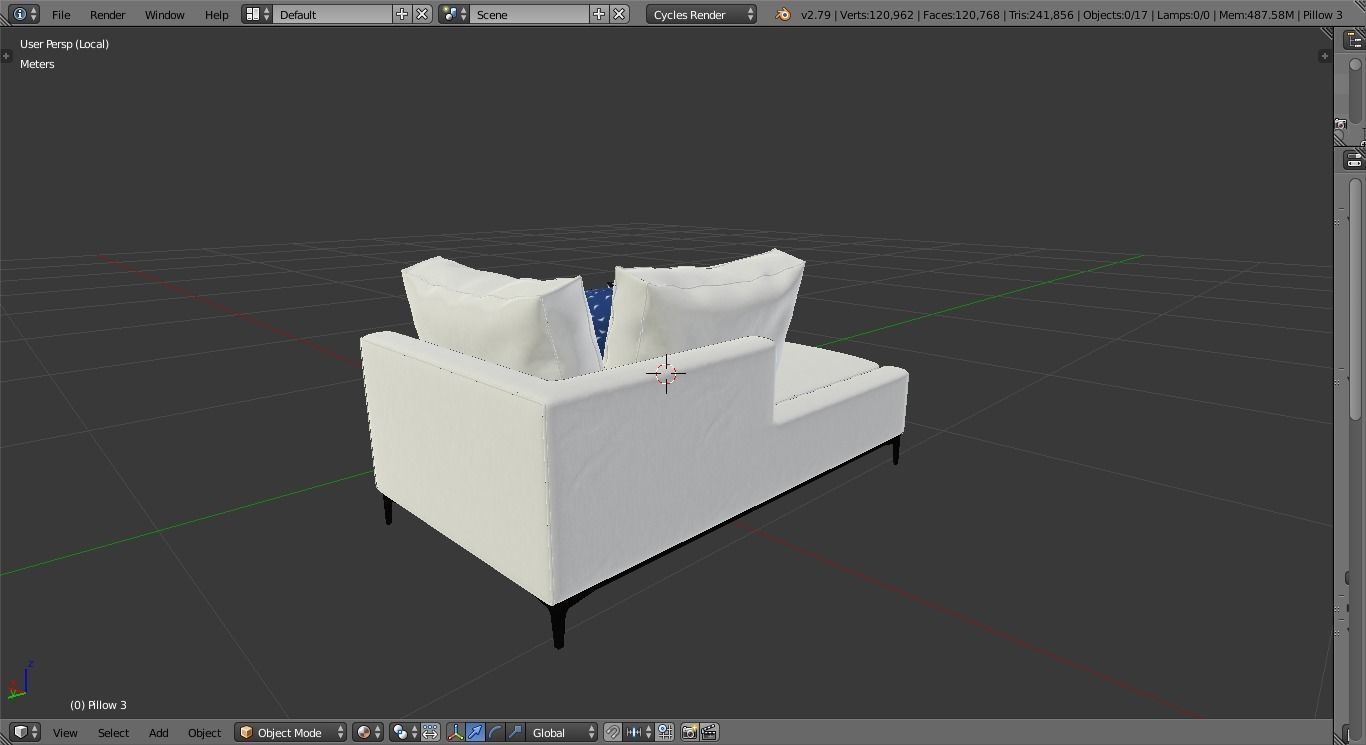 L Shape White 3D model_4