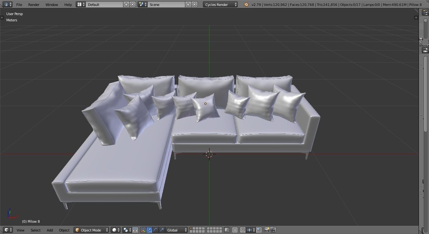 L Shape White 3D model_9