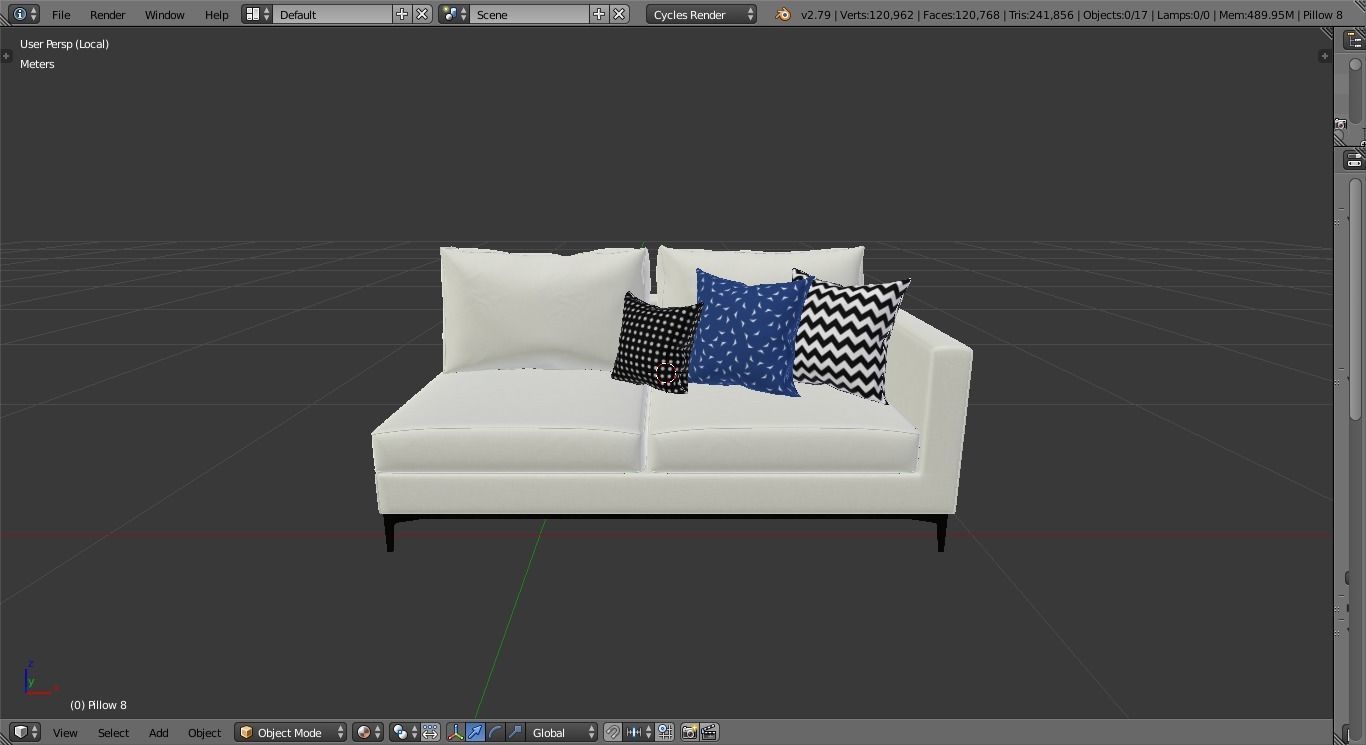 L Shape White 3D model_5