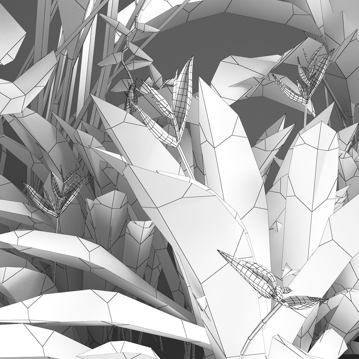 Tropical plant set Low-poly 3D model_6