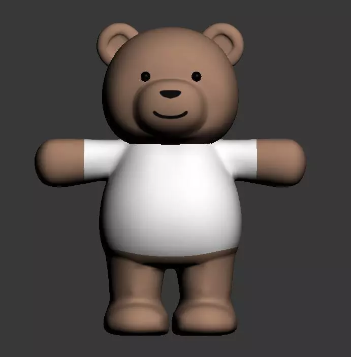 cartoon Low-poly 3D model teddy bear wearing shirt Low-poly 3D model_0