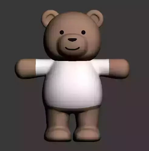 cartoon Low-poly 3D model teddy bear wearing shirt