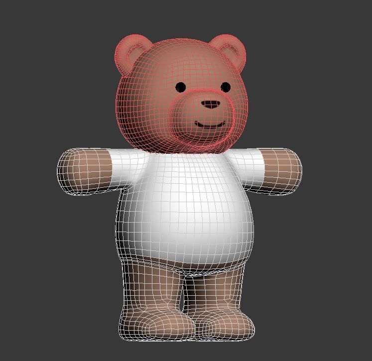 cartoon Low-poly 3D model teddy bear wearing shirt Low-poly 3D model_1