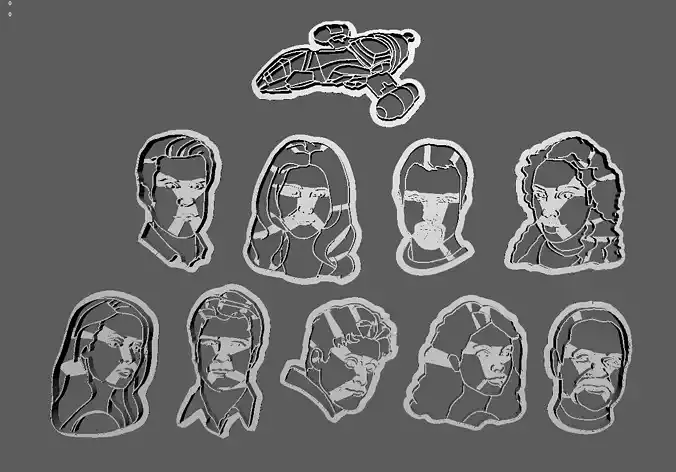 Firefly Serenity Crew and Ship 3D Printer Cookie Cutters 3D print model