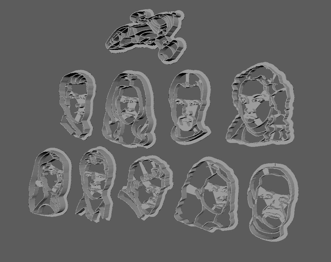 Firefly Serenity Crew and Ship 3D Printer Cookie Cutters 3D print model_1