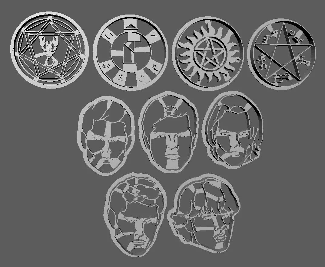 3D Printer Supernatural Cookie Cutter Set 3D print model_0